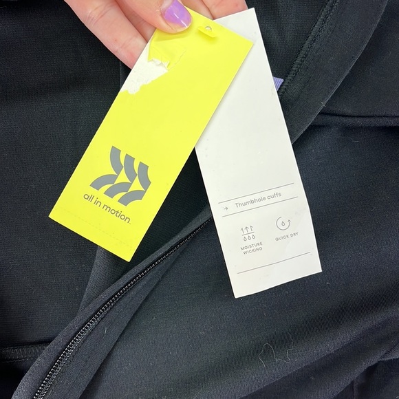 NWT All In Motion Long Sleeve 1/2 Zip Up Jacket Hoodie Black Womens Size XS - Picture 6 of 8